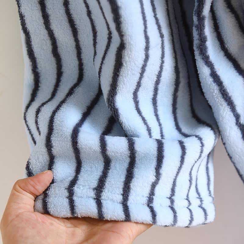 Simple Striped Warm Flannel Bathrobe - image 10