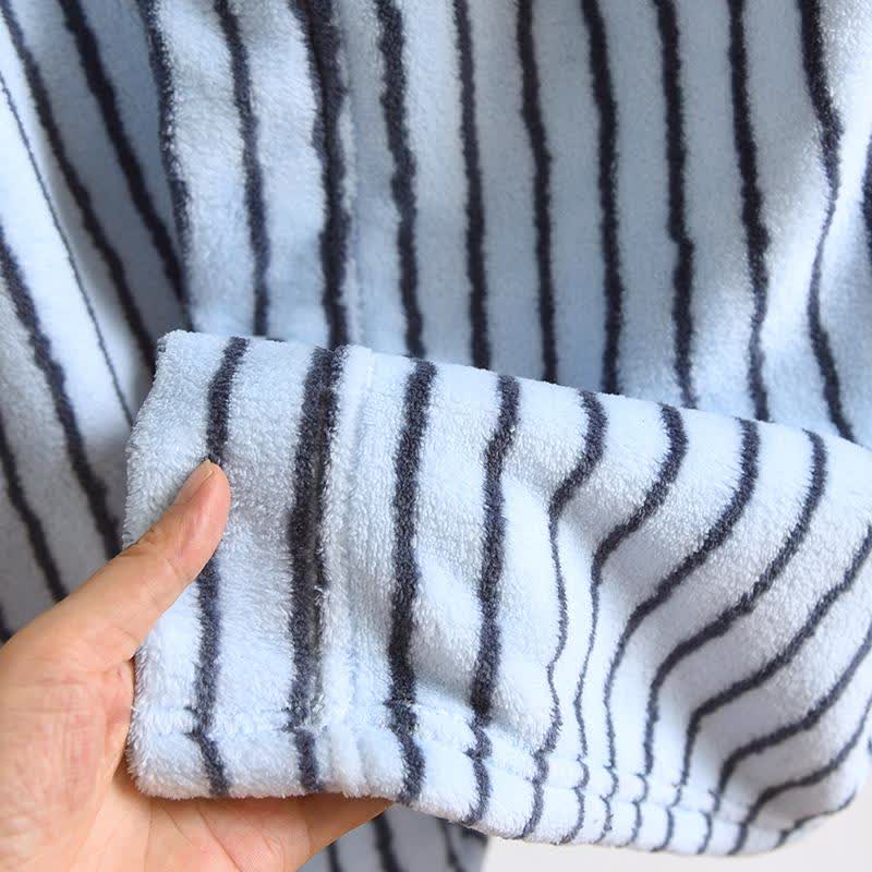 Simple Striped Warm Flannel Bathrobe - image 11