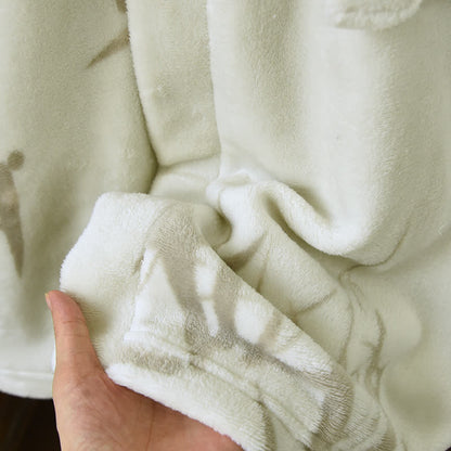 Unisex Bamboo Print Fleece Bathrobe - image 8