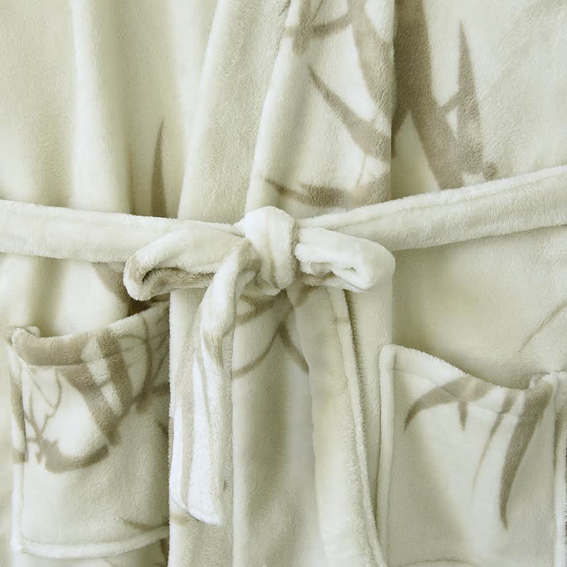 Unisex Bamboo Print Fleece Bathrobe - image 4