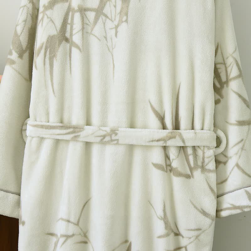 Unisex Bamboo Print Fleece Bathrobe - image 7