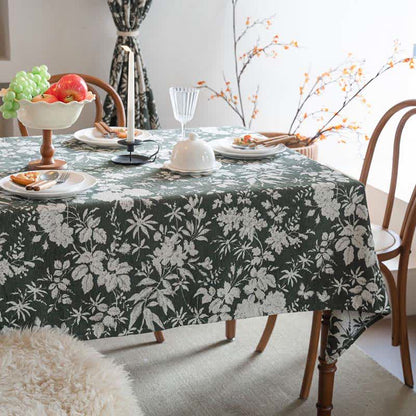 Pastoral Style Floral Jacquard Tablecloth - Dark Green - 55" x 102" - image 10