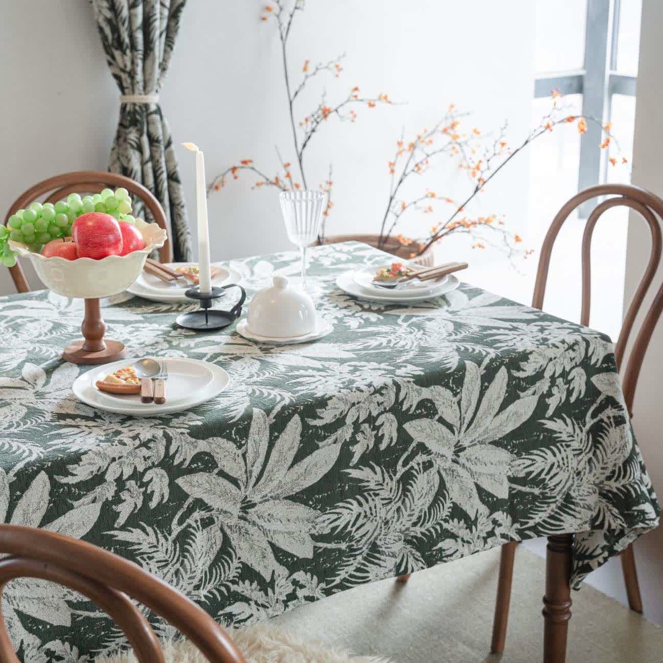 Tropical Island Leaf Jacquard Tablecloth - image 5