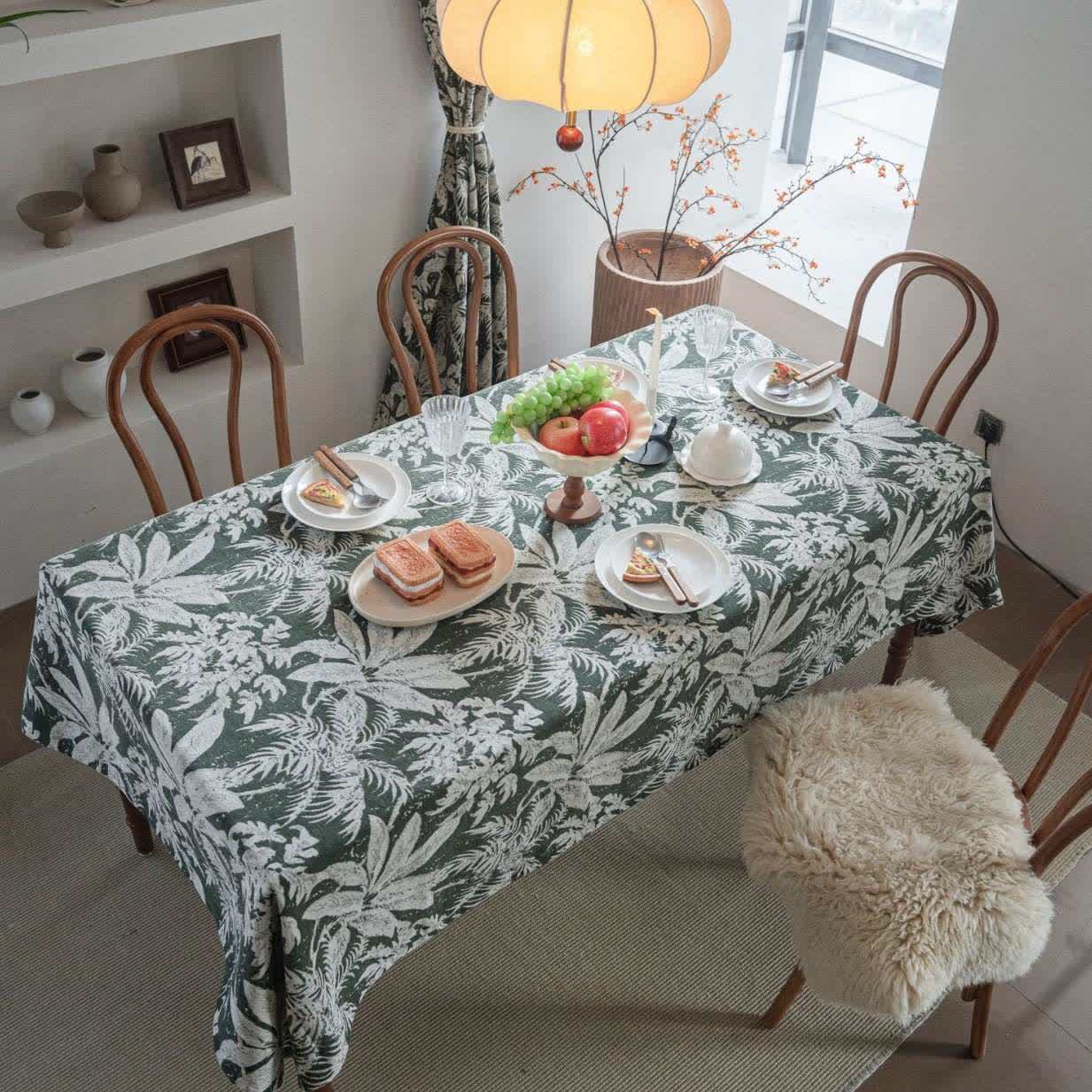 Tropical Island Leaf Jacquard Tablecloth - image 3