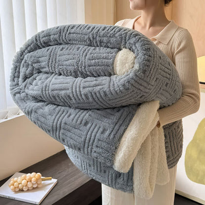 Plaid Jacquard Plush Throw Blanket - Grey - Queen - image 3