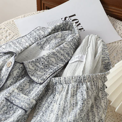 Oriental Retro Floral Cotton Loungewear Set - image 6