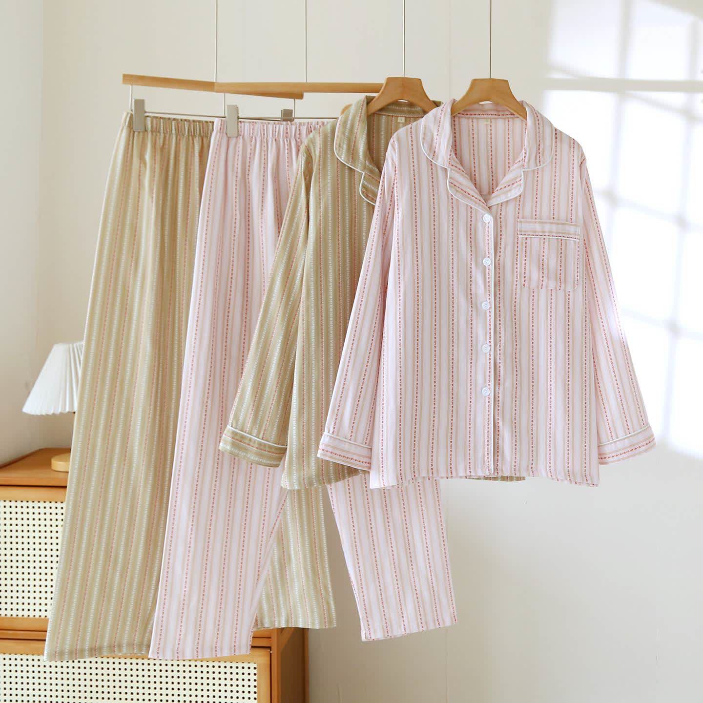 Matching Cotton Gauze Striped Loungewear Set - image 1