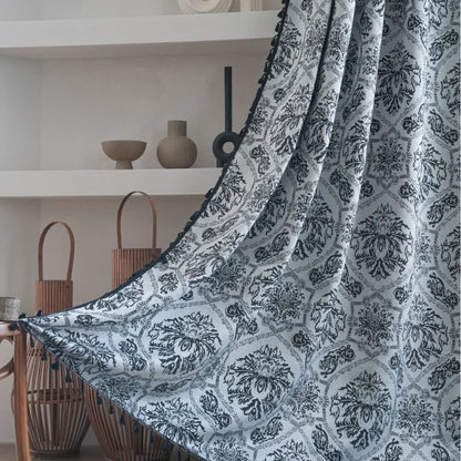 Ethnic Style Retro Pattern Jacquard Curtain - Rod Pocket - Black - 59" x 102" - image 5