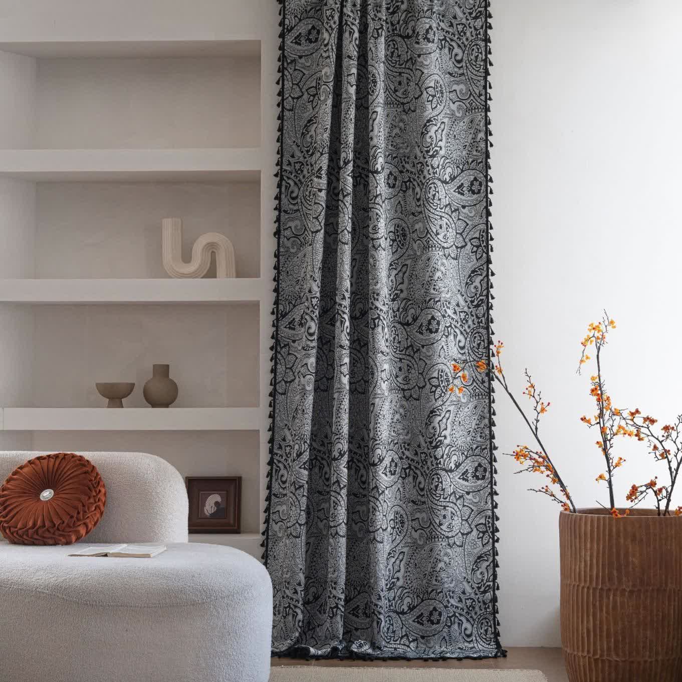 Ethnic Style Paisley Pattern Jacquard Curtain - image 6