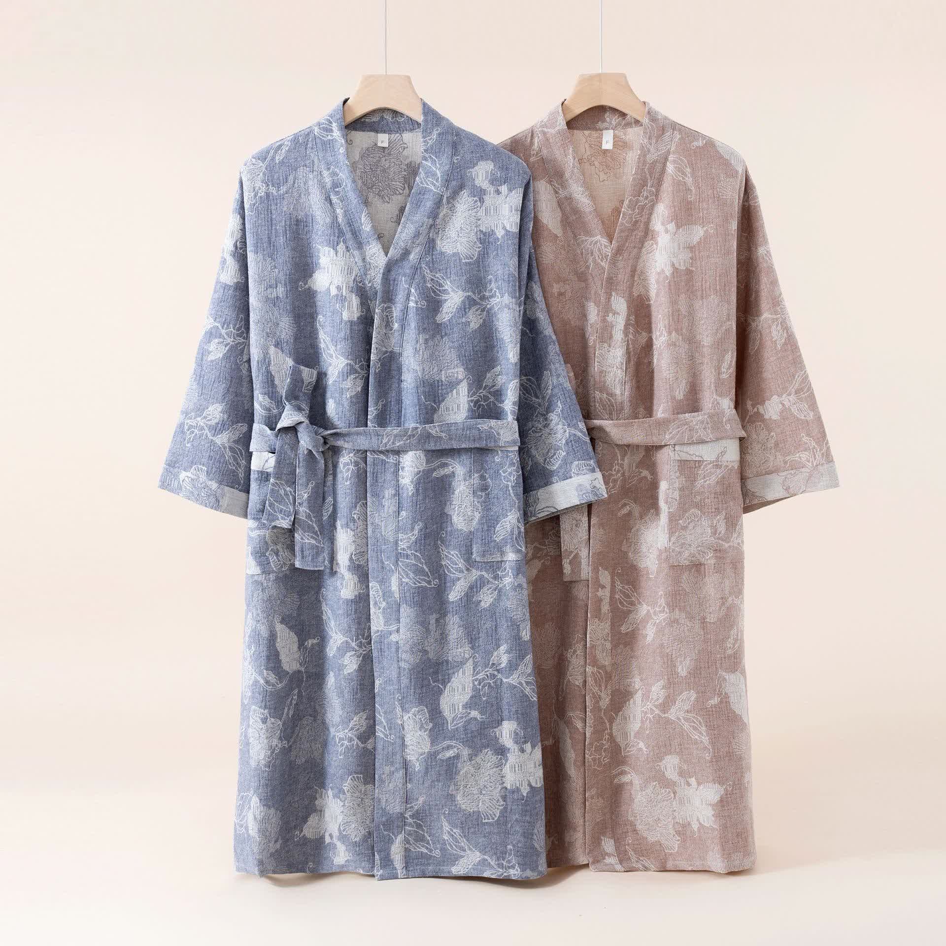 Floral Cotton Linen Kimono Robe - image 0