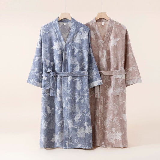 Floral Cotton Linen Kimono Robe - image 0