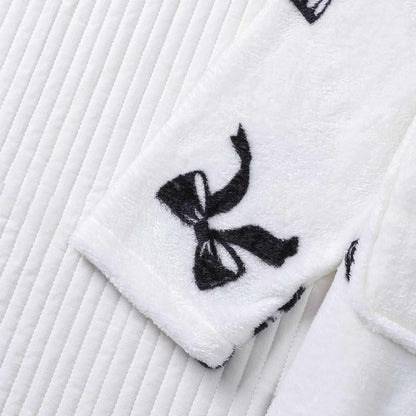 Black Bow Print Plush Bathrobe - image 6
