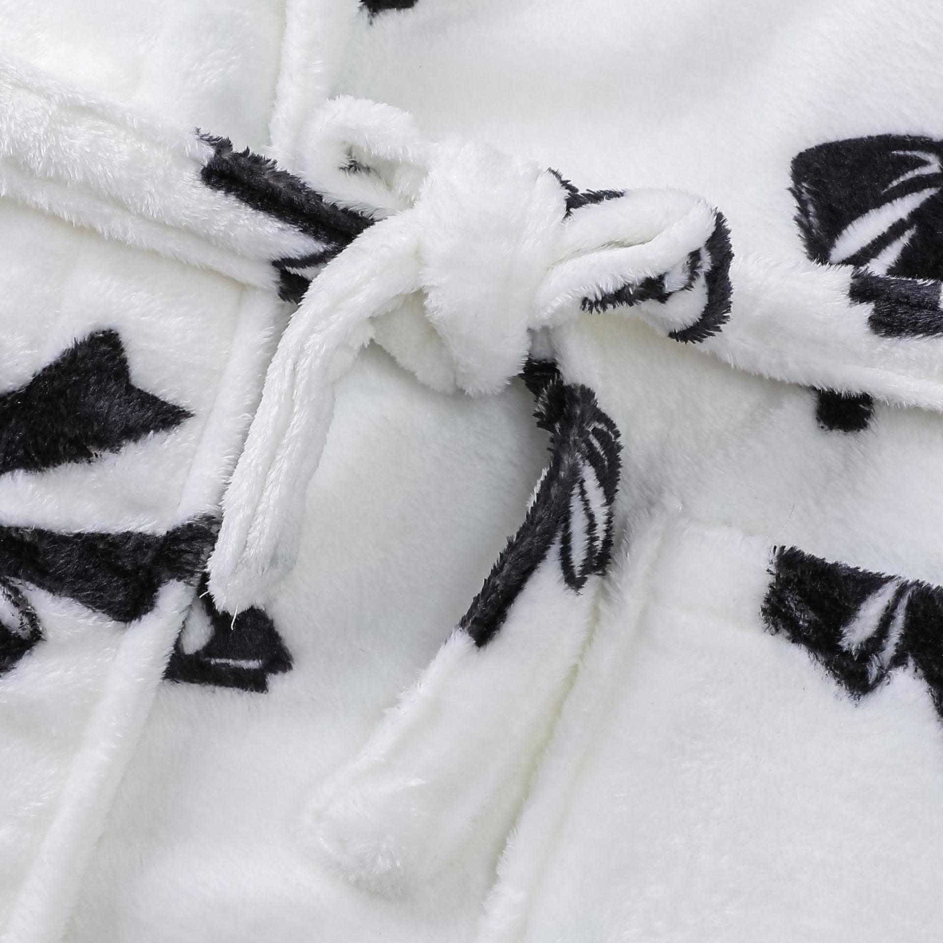 Black Bow Print Plush Bathrobe - image 3