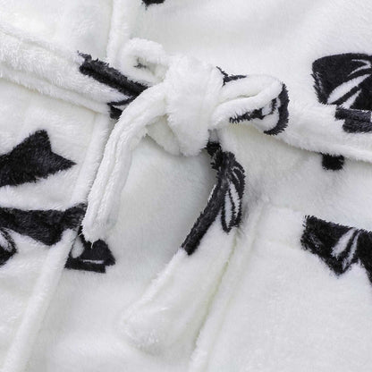 Black Bow Print Plush Bathrobe - image 3