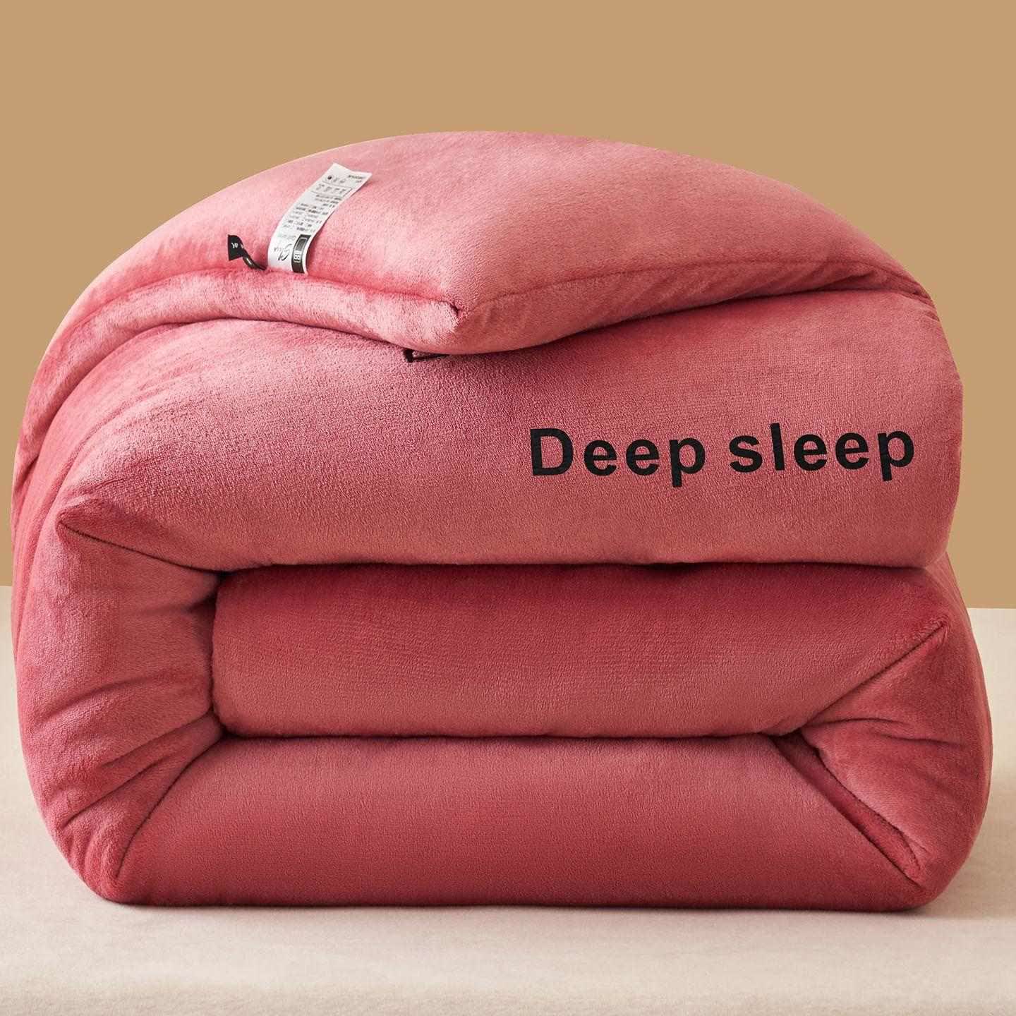 Letter Printed Fluffy Plush Warm Blanket - Pink - King - image 12