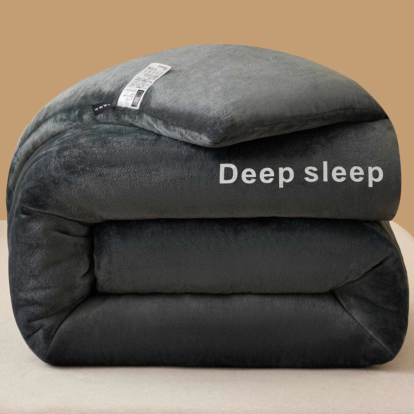 Letter Printed Fluffy Plush Warm Blanket - Dark Grey - King - image 8