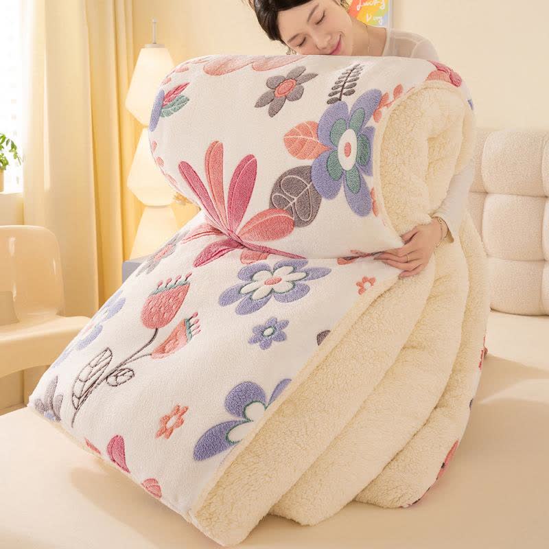 Plush Colorful Floral Sherpa Warm Blanket - image 3