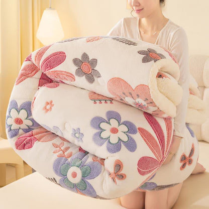 Plush Colorful Floral Sherpa Warm Blanket - image 2