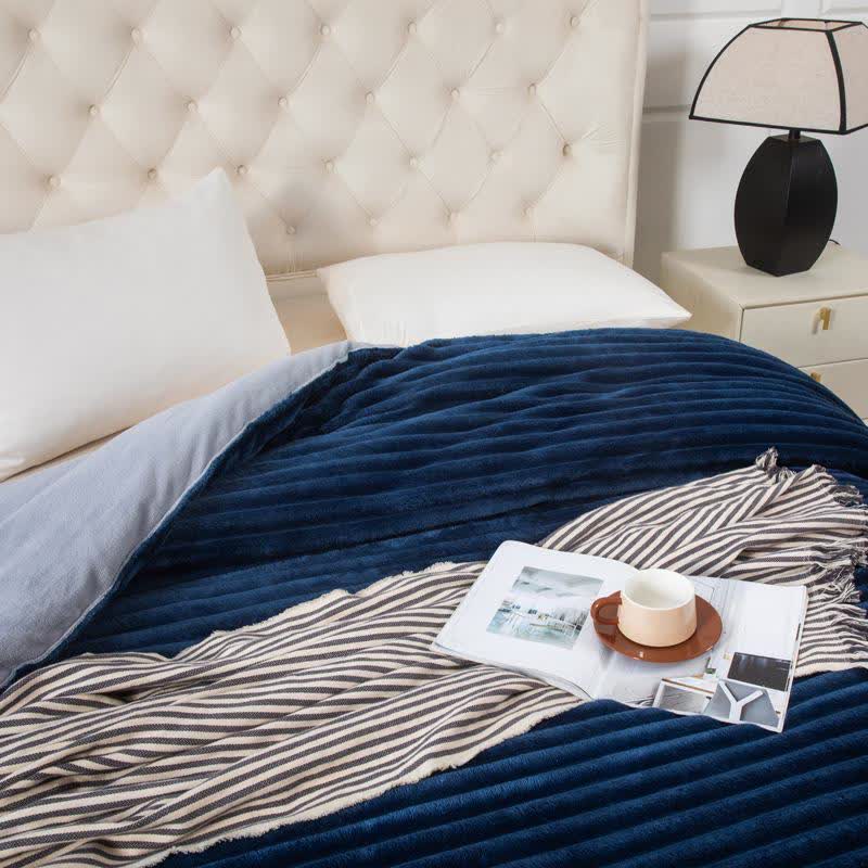 Solid Color Ribbed Plush Blanket - image 3