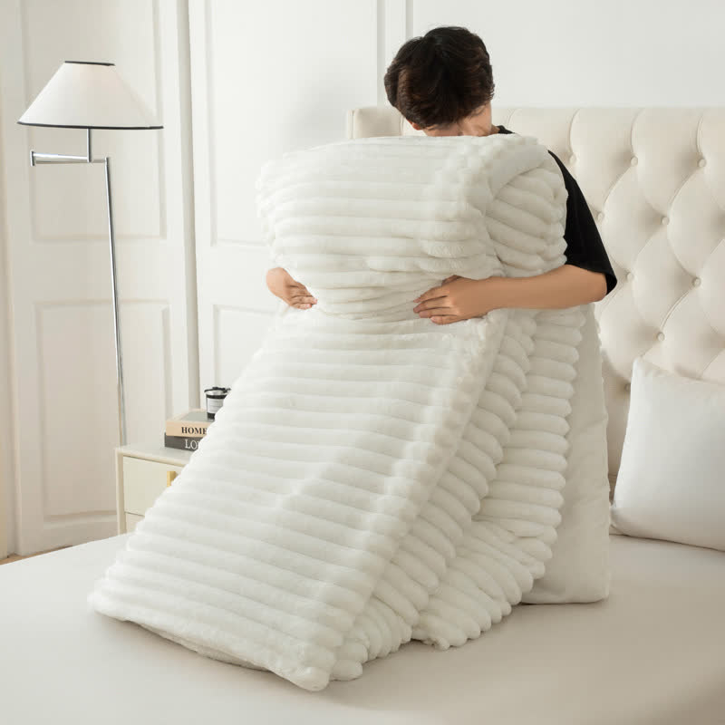 Solid Color Ribbed Plush Blanket - Beige - Cal King - image 26