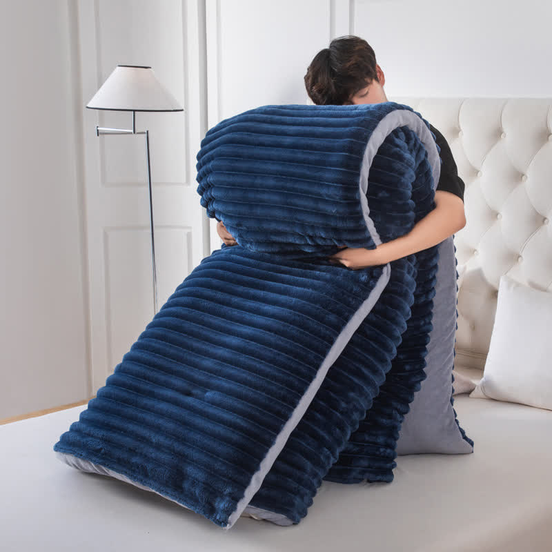 Solid Color Ribbed Plush Blanket - Navy Blue - Cal King - image 7