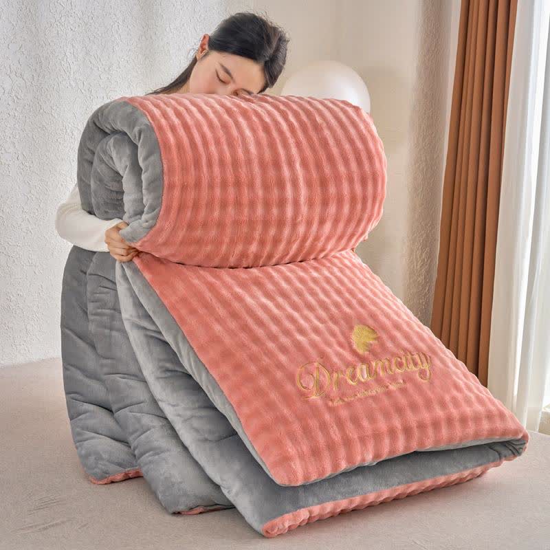 Solid Color Fluffy Textured Warm Blanket - Pink & Grey - King - image 5