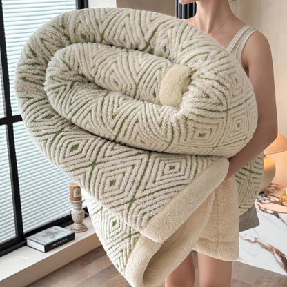 Geometric Diamond Jacquard Sherpa Throw Blanket - Green - 2PCS Pillowcases - 19" x 29" - image 20