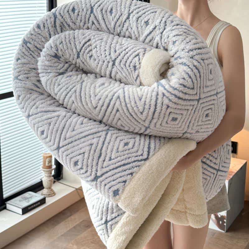 Geometric Diamond Jacquard Sherpa Throw Blanket - Blue - 2PCS Pillowcases - 19" x 29" - image 18