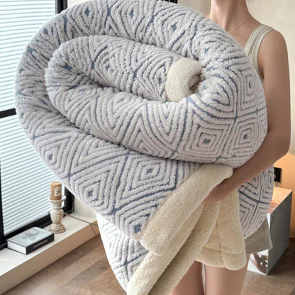 Geometric Diamond Jacquard Sherpa Throw Blanket - Blue - 2PCS Pillowcases - 19" x 29" - image 18