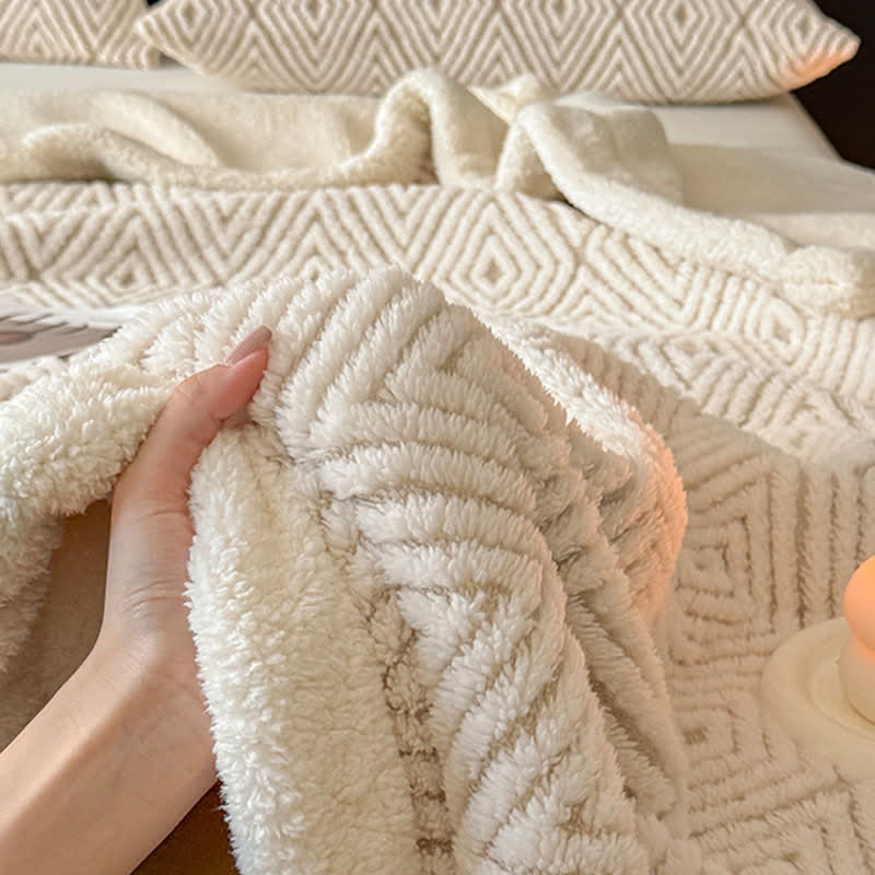Geometric Diamond Jacquard Sherpa Throw Blanket - image 9