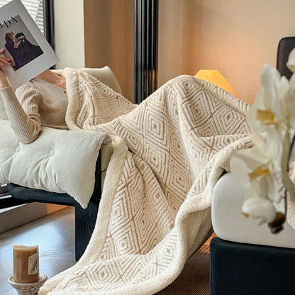 Geometric Diamond Jacquard Sherpa Throw Blanket - image 8