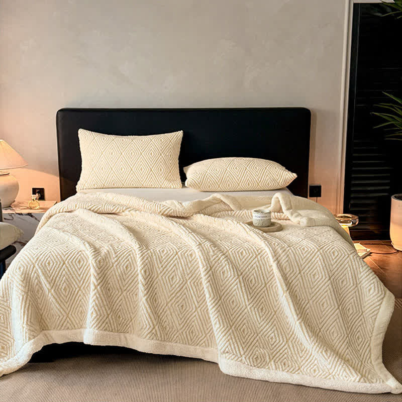 Geometric Diamond Jacquard Sherpa Throw Blanket - image 12