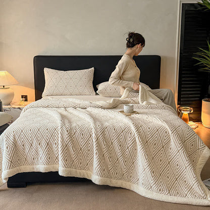 Geometric Diamond Jacquard Sherpa Throw Blanket - image 3