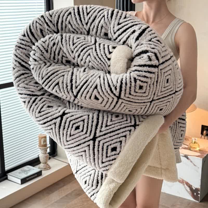 Geometric Diamond Jacquard Sherpa Throw Blanket - Grey - 2PCS Pillowcases - 19" x 29" - image 16