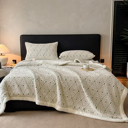 Geometric Diamond Jacquard Sherpa Throw Blanket - image 19