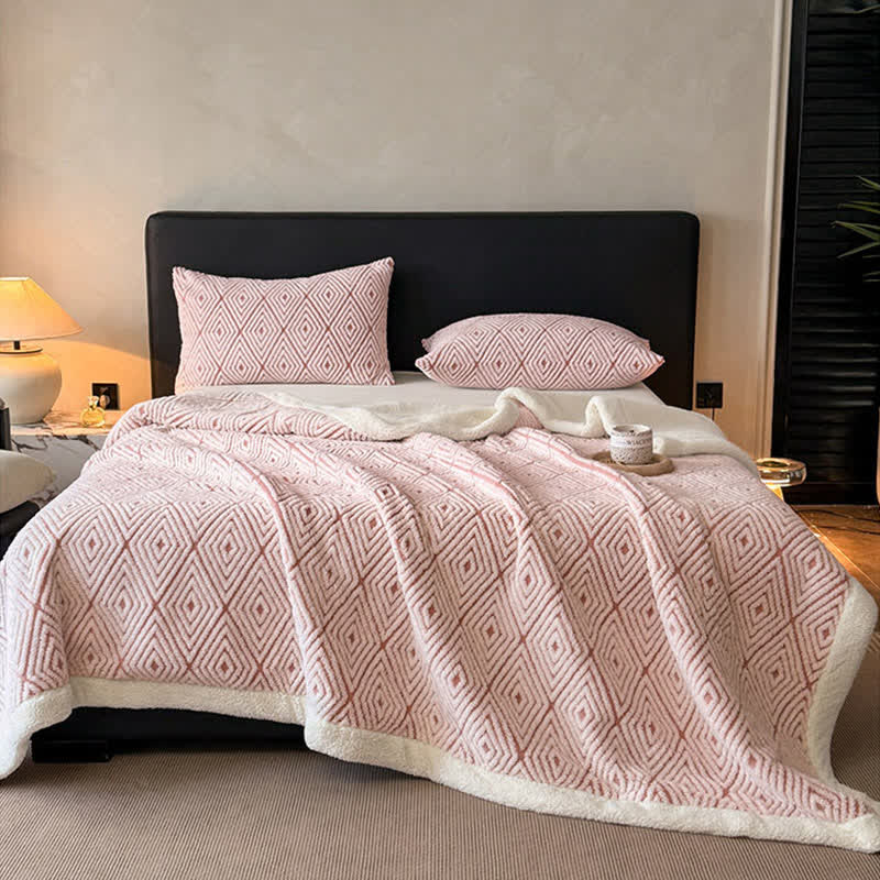 Geometric Diamond Jacquard Sherpa Throw Blanket - image 10