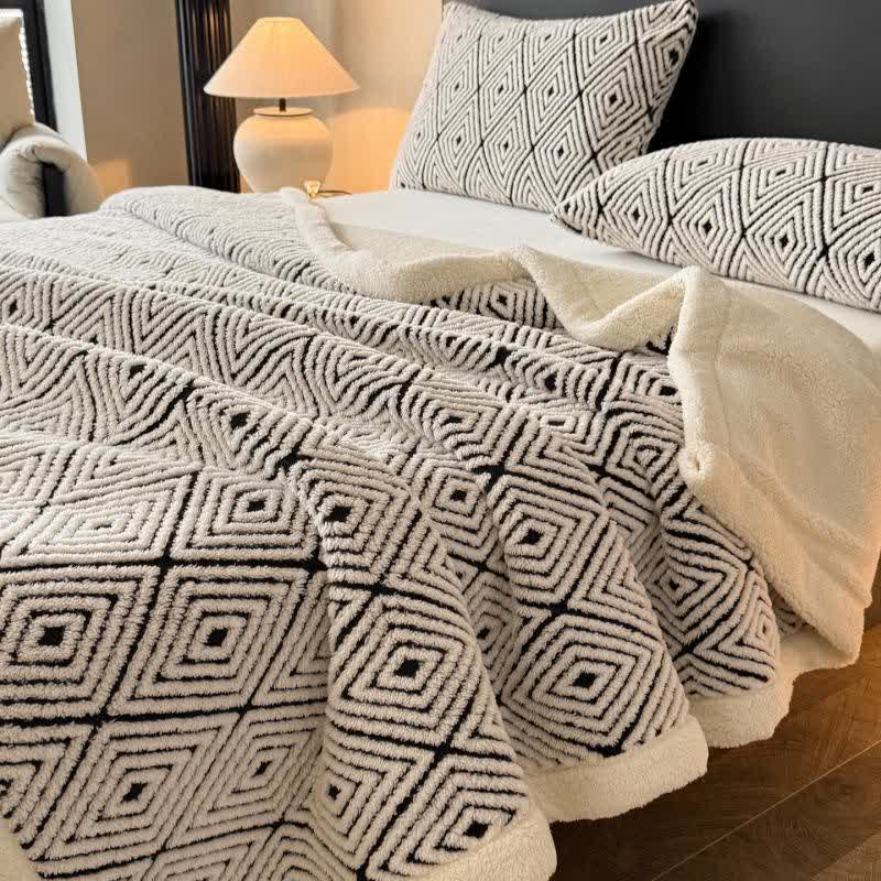 Geometric Diamond Jacquard Sherpa Throw Blanket - image 1