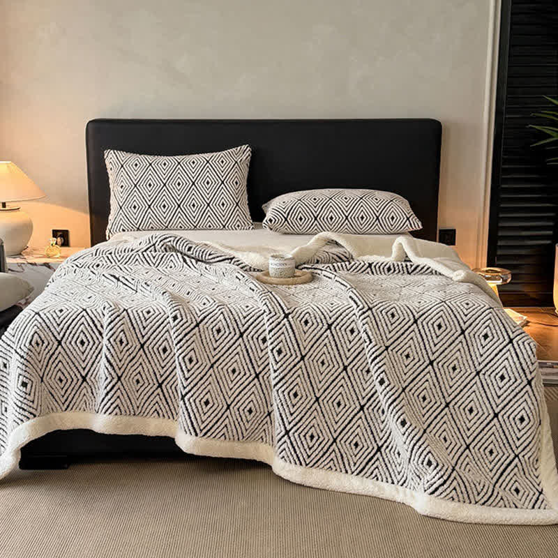 Geometric Diamond Jacquard Sherpa Throw Blanket - image 14