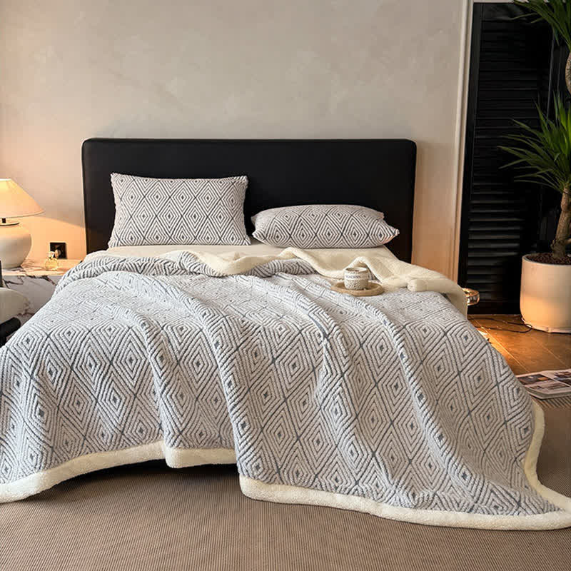 Geometric Diamond Jacquard Sherpa Throw Blanket - image 17