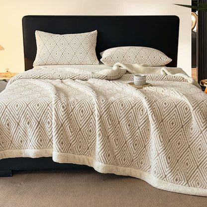 Geometric Diamond Jacquard Sherpa Throw Blanket - image 4