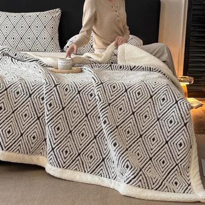 Geometric Diamond Jacquard Sherpa Throw Blanket - image 15