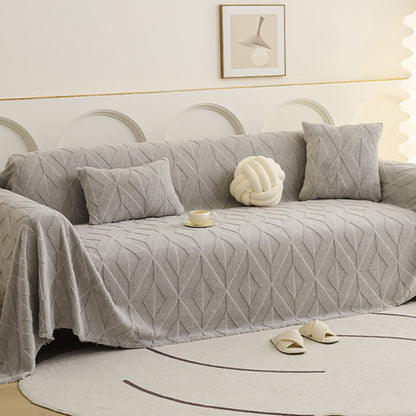 Simple Diamond Texture Sofa Throw Blanket - Grey - 71" x 134" - image 2