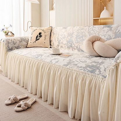 French Ruffle Floral Chenille Sofa Protector - image 1