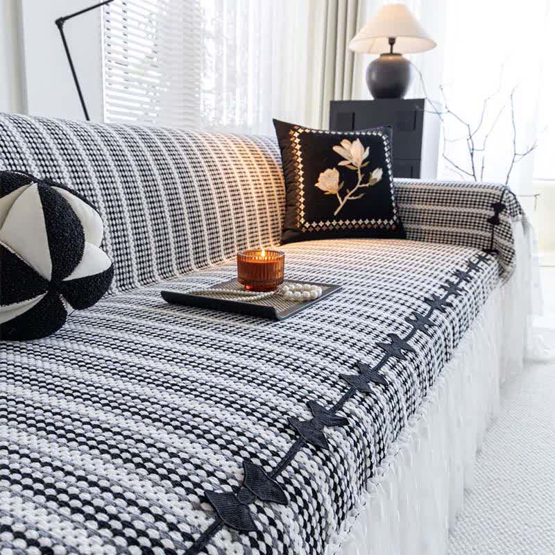 Bow Ruffle Chenille Sofa Protector - image 4