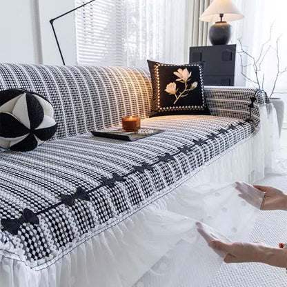 Bow Ruffle Chenille Sofa Protector - image 2