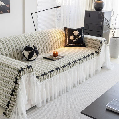 Bow Ruffle Chenille Sofa Protector - image 13