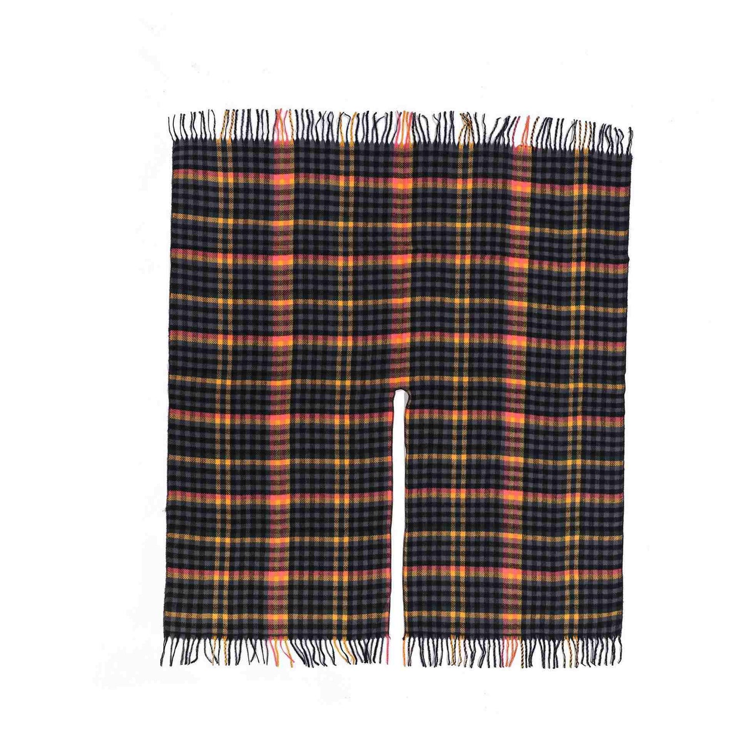 Vintage Plaid Tassel Travel Shawl Cape - image 3