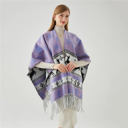 Elk Snowflake Tassel Shawl Cape - image 0