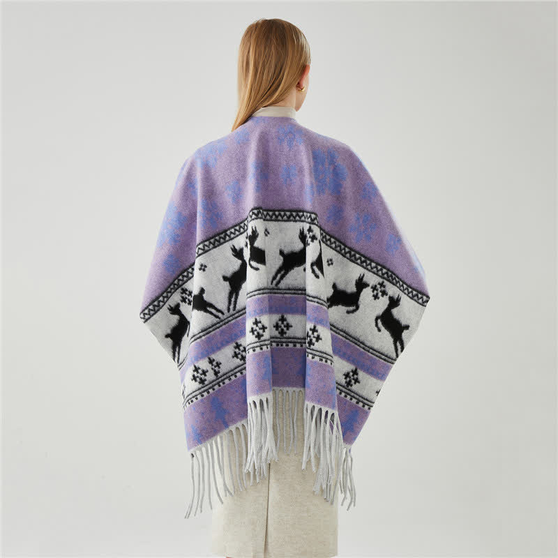 Elk Snowflake Tassel Shawl Cape - image 3