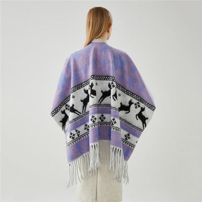 Elk Snowflake Tassel Shawl Cape - image 3